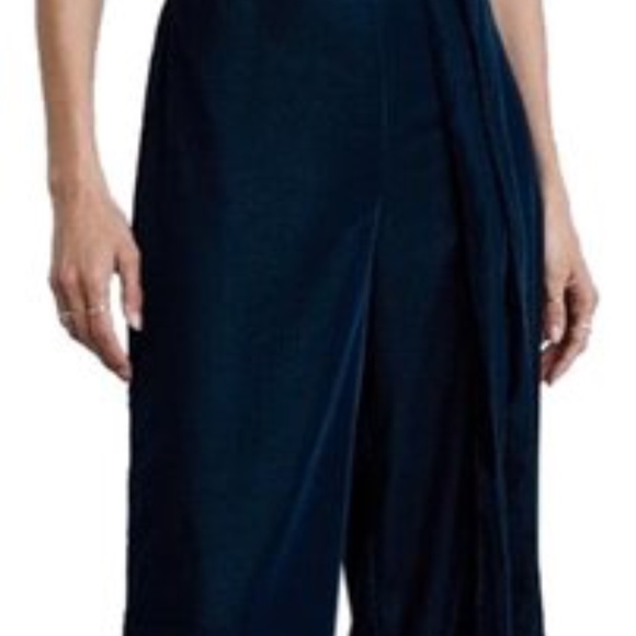 Zara Deep Teal Halter Velvet Jumpsuit - Picture 6 of 12